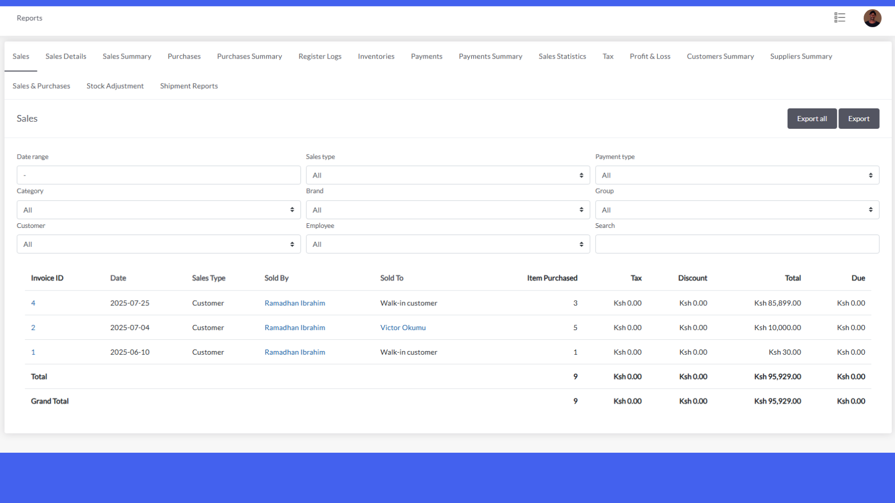 Sales Reports